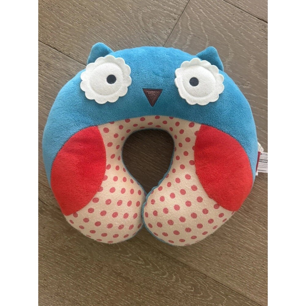 Skip Hop Kids Children Travel Zoo Neck Pillow Plush Owl Blue Red Unisex - Soft!